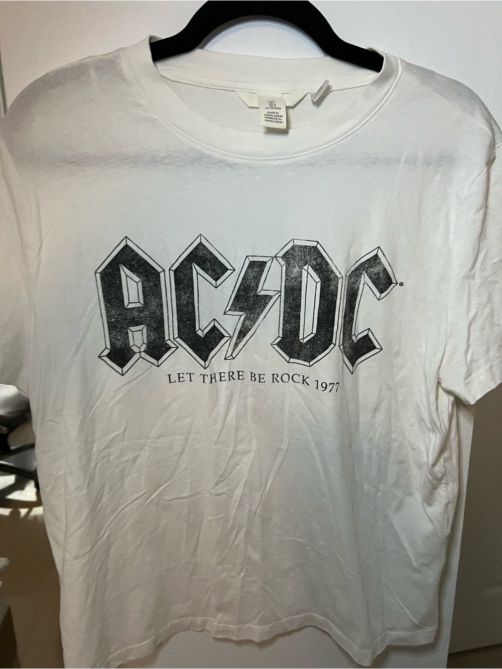 AC/DC Women’s White and Black 'Let There Be Rock' Graphic Tee